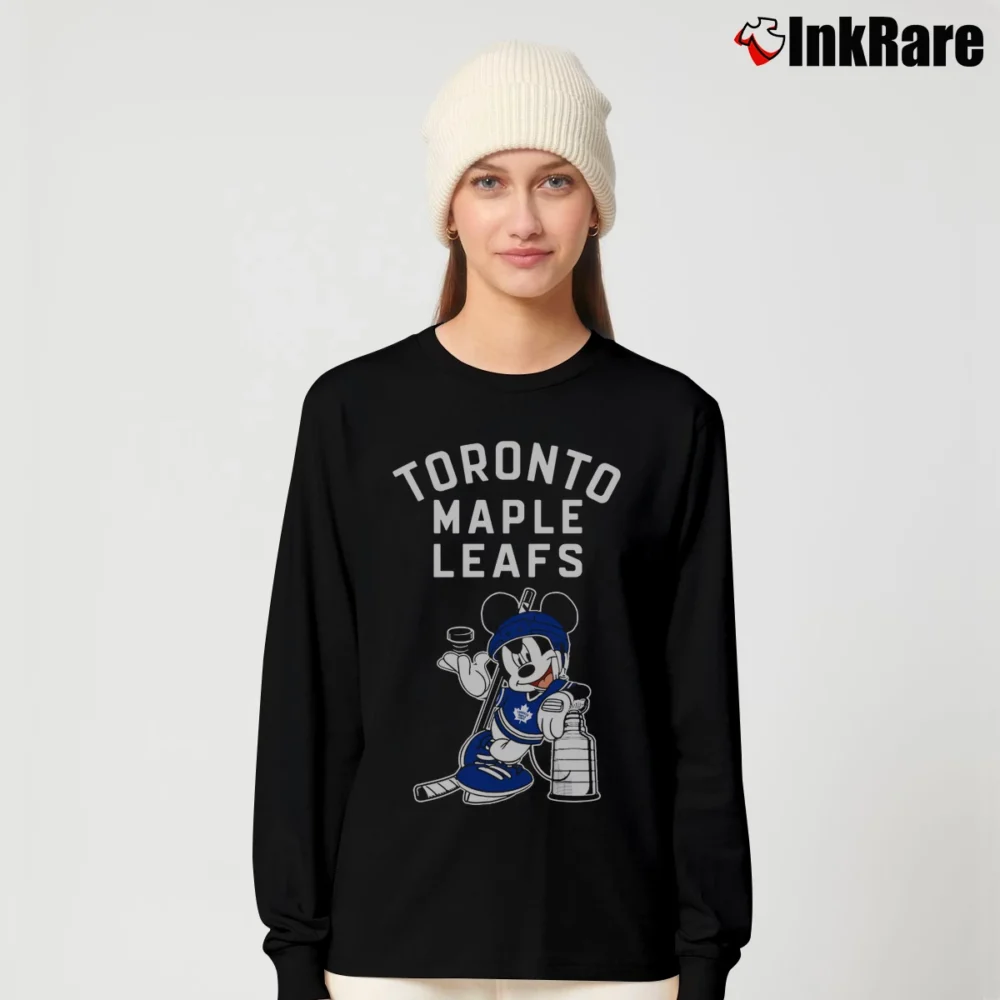 Women’s Mickey Mouse Toronto Maple Leafs Stanley Cup Long-Sleeve Top in black | Sleek, Versatile, All-Season