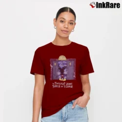 Women’s Mickey Mouse Tower Of Terror Disney Signature T-Shirt in maroon | Soft, Flattering Fit