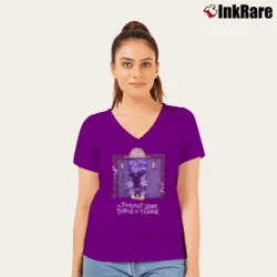 Women’s Mickey Mouse Tower Of Terror Disney V-Neck Tee in purple | Chic Neckline, Soft Texture