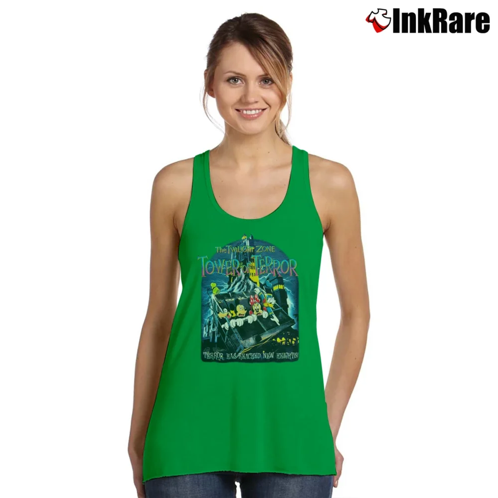 Women’s Mickey Mouse Tower Of Terror Twilight Disney Tank Top in irish green | Lightweight, Movement-Friendly