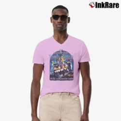 Men’s Mickey Mouse Tower Of Terror Twilight Disney V-Neck Tee in light pink | Sharp, Breathable, Everyday Staple