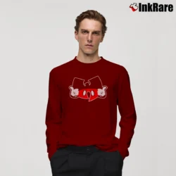 Men’s Mickey Mouse Wu Tang Clan Mashup Long-Sleeve Shirt in maroon | Sleek, Lightweight, Year-Round Wear