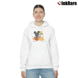 Women’s Mickey Pluto Back Disneyland Funny Graphic Cozy Hoodie in white | Warm, Structured, Stylish