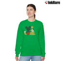 Women’s Mickey Pluto Back Disneyland Funny Graphic Relaxed Sweatshirt in irish green | Soft, Laid-Back Vibe