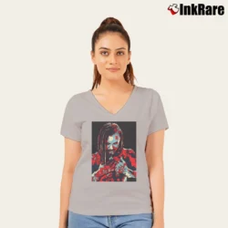 Women’s Mickey Rourke Classic Graphic V-Neck Tee in sport grey | Chic Neckline, Soft Texture