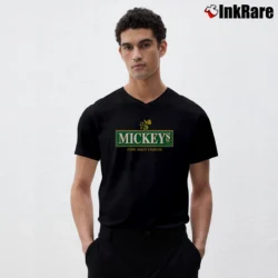 Men’s Mickey's Fine Malt Liquor Funny V-Neck Tee in black | Sharp, Breathable, Everyday Staple