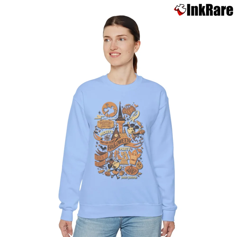 Women’s Mickey's Not So Scary Halloween Party Relaxed Sweatshirt in light blue | Soft, Laid-Back Vibe