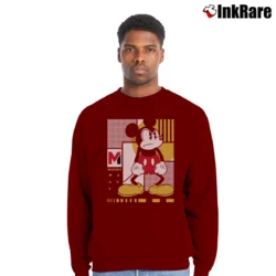 Men’s Mickey Shape Up Graphic Crewneck Sweatshirt in maroon | Cozy Fabric, Clean Style