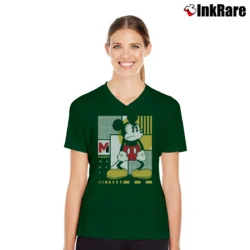 Women’s Mickey Shape Up Graphic V-Neck Tee in forest green | Chic Neckline, Soft Texture