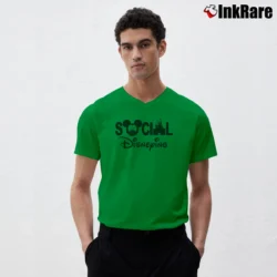 Men’s Mickey Social Disneying Disneyland Family Graphic V-Neck Tee in irish green | Sharp, Breathable, Everyday Staple