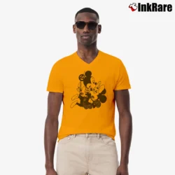 Men’s Mickey Taps Minnie Punk Seditionaries V-Neck Tee in orange | Sharp, Breathable, Everyday Staple