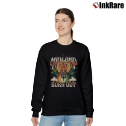 Women’s Midland Burn Out Moto Graphic Relaxed Sweatshirt in black | Soft, Laid-Back Vibe