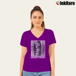 Women’s Midnight Cowboy Classic Movie V-Neck Tee in purple | Chic Neckline, Soft Texture