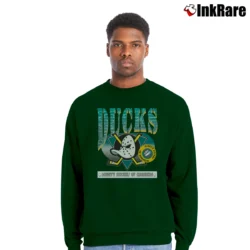 Men’s Mighty Ducks Mascot Logo 90s NHL Disney Crewneck Sweatshirt in forest green | Cozy Fabric, Clean Style