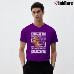 Men’s mighty ducks of anaheim for NHL and Retro Hockey Fans V-Neck Tee in purple | Sharp, Breathable, Everyday Staple