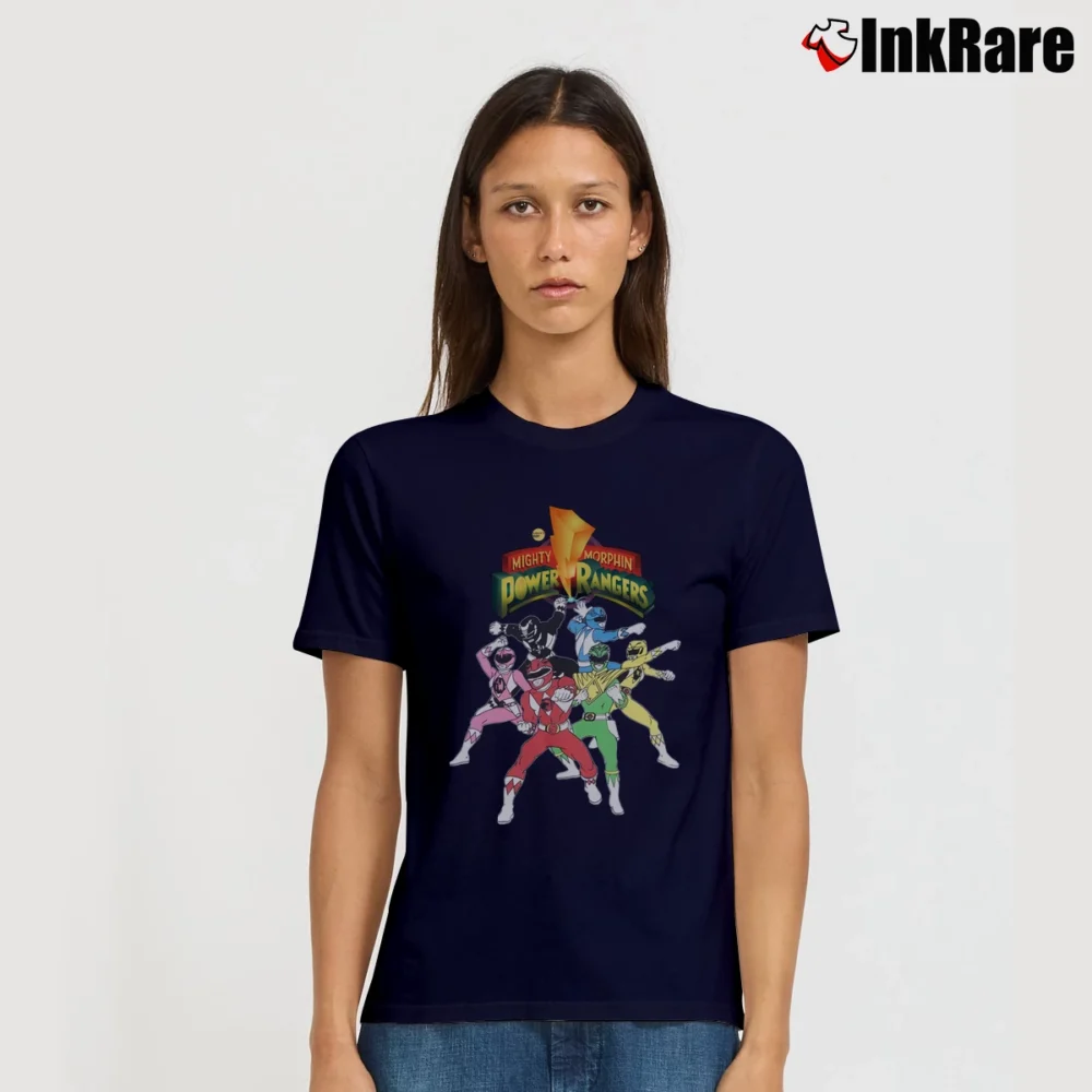 Women’s Mighty Morphin Power Rangers Graphic Signature T-Shirt in navy | Soft, Flattering Fit