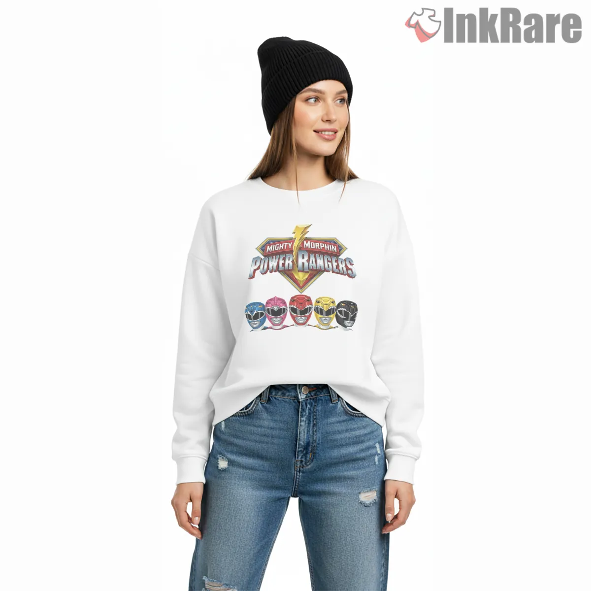 Mighty Morphin Rangers Classic Helmet Lineup Shirt on graphic shirt for women graphic tee