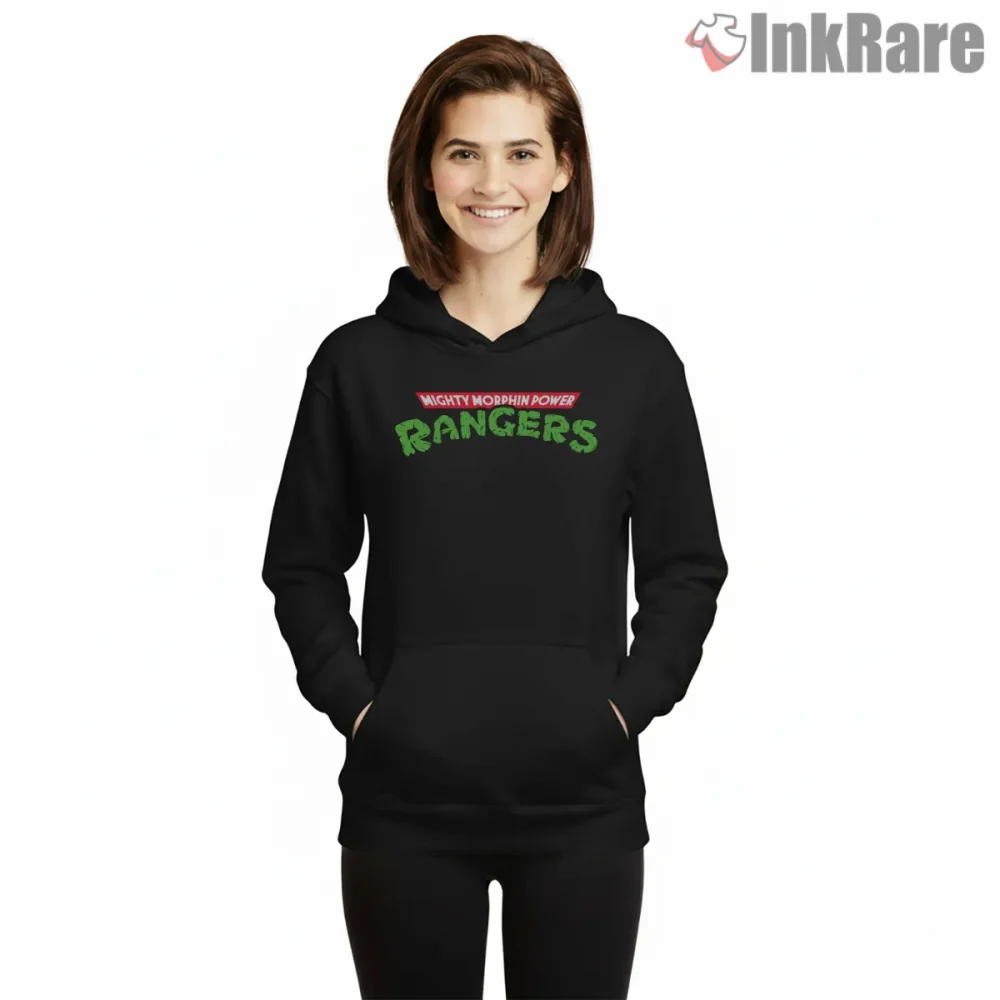 Mighty Morphin Rangers Mutant Turtle Style Mashup Shirt on black hoodie for women graphic tee