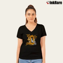 Women’s Miguel Cabrera Tigers 24 Triple Crown V-Neck Tee in black | Chic Neckline, Soft Texture