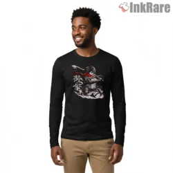 Mikasa Ackerman Crimson Brush Warrior Shirt on black long sleeve shirt for men graphic tee