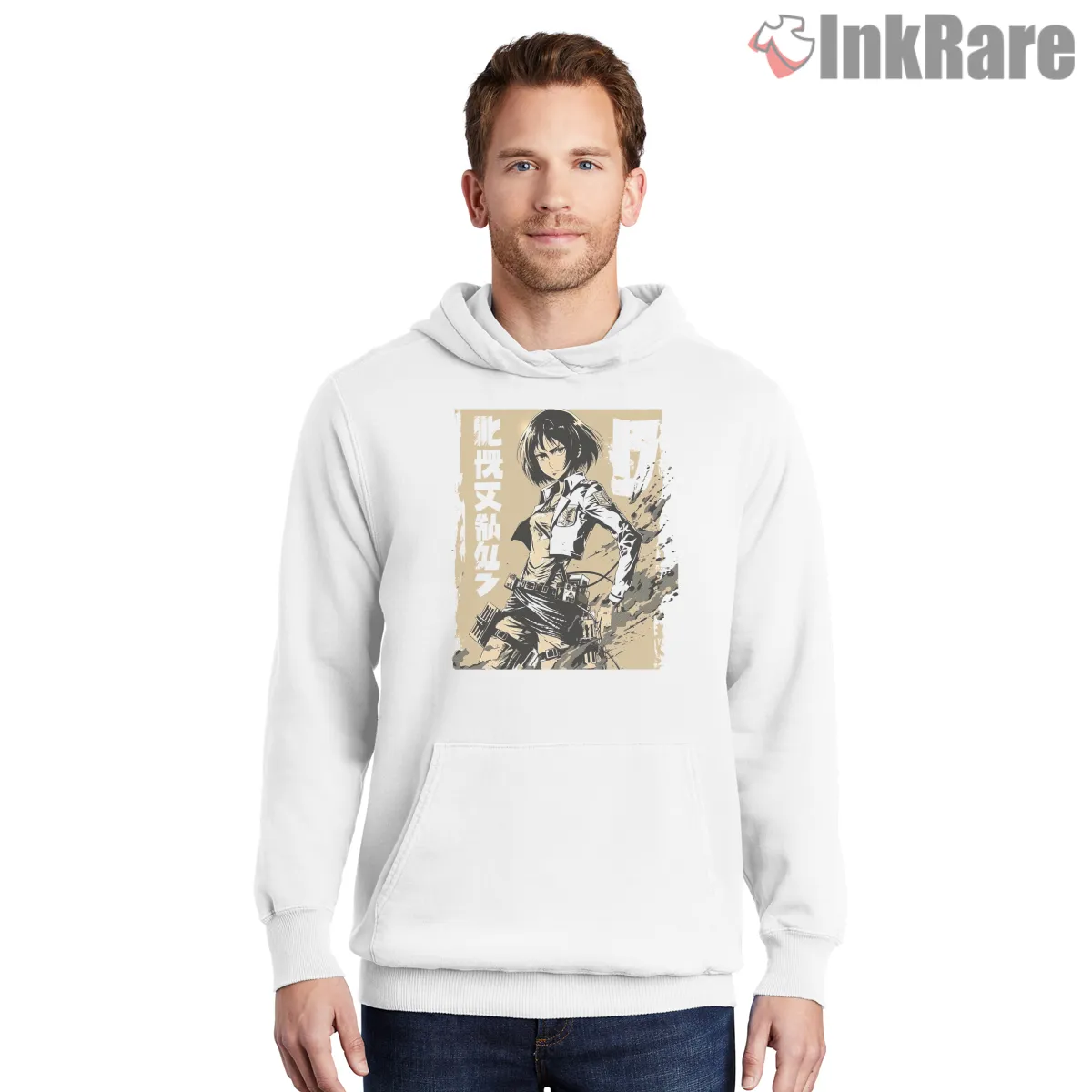 Mikasa Ackerman Fearless Scout Warrior Shirt on white hoodie for men graphic tee