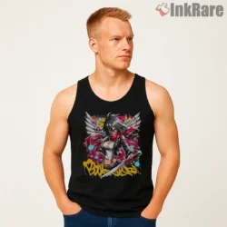 Mikasa Ackerman Graffiti Wings Street Art Shirt on black tank top for men graphic tee