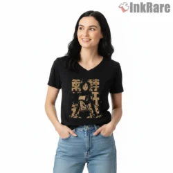 Mikasa Ackerman Gritty Warrior Of Freedom Shirt on black v-neck shirt for women graphic tee