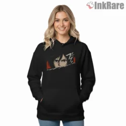 Mikasa Ackerman Intense Gaze Panel Shirt on black hoodie for women graphic tee