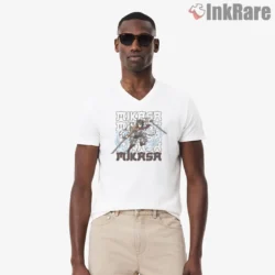 Mikasa Ackerman Name Repeat Graphic Shirt on white v-neck shirt for men graphic tee