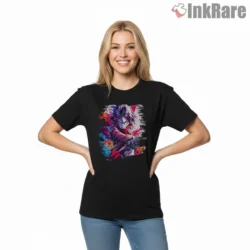 Mikasa Ackerman Neon Blade Rush Shirt on black short sleeve shirt for women graphic tee