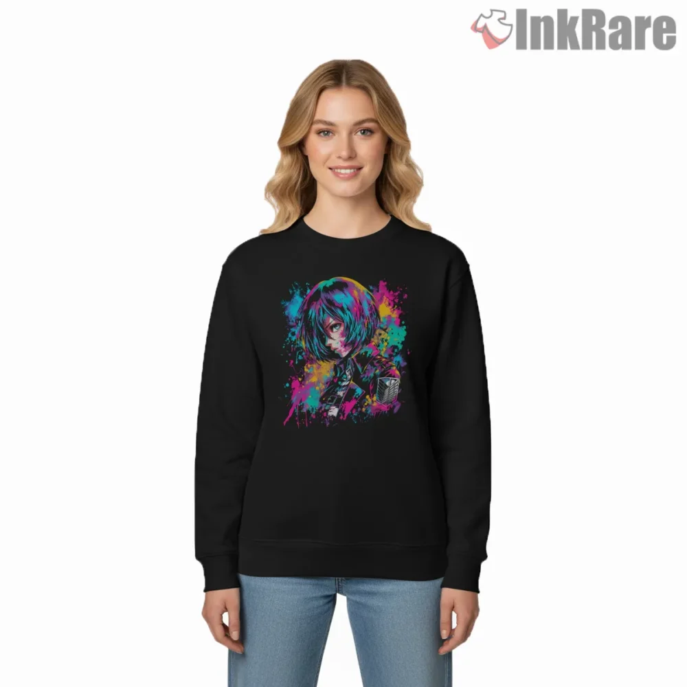 Mikasa Ackerman Neon Graffiti Portrait Shirt on graphic shirt for women graphic tee