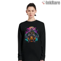 Mikasa Ackerman Neon Halloween Pumpkin Shirt on black long sleeve shirt for women graphic tee