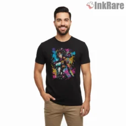 Mikasa Ackerman Neon Street Art Shirt on black short sleeve shirt for men graphic tee