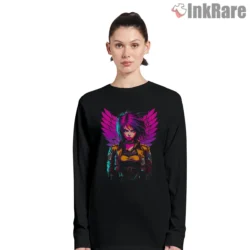 Mikasa Ackerman Neon Wings Guardian Shirt on black long sleeve shirt for women graphic tee