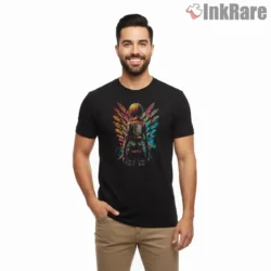 Mikasa Ackerman Neon Wings Street Art Shirt on black short sleeve shirt for men graphic tee
