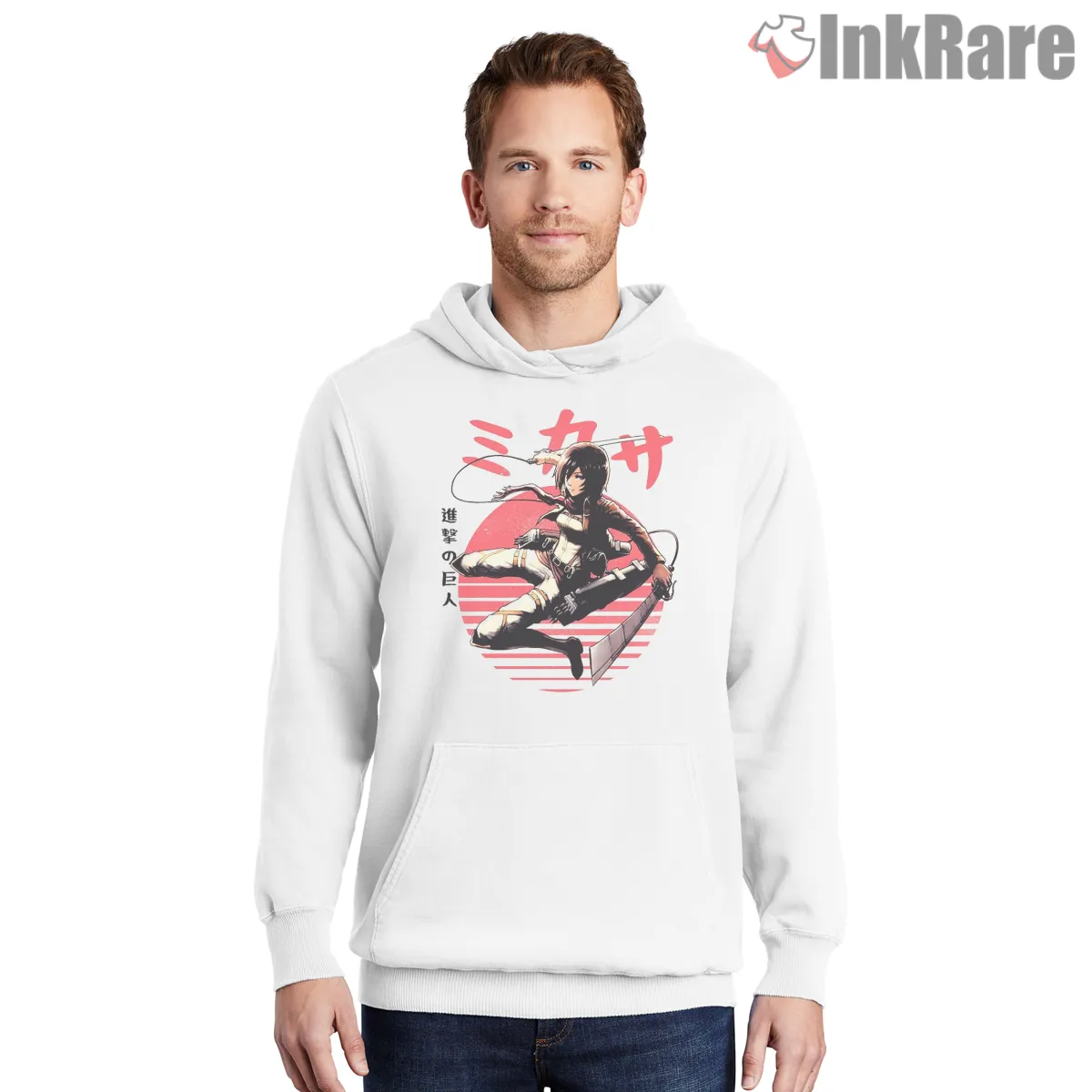 Mikasa Ackerman Rising Sun Odm Strike Shirt on white hoodie for men graphic tee