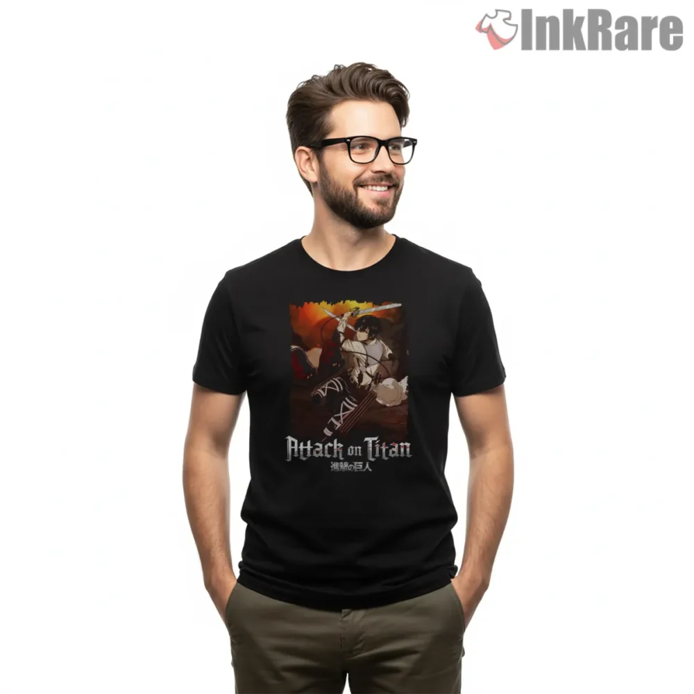 Mikasa Ackerman Strength Of The Squad Shirt on black short sleeve shirt for men graphic tee