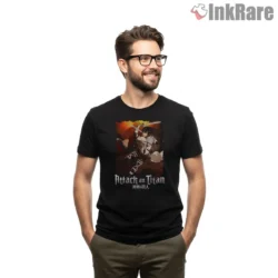 Mikasa Ackerman Strength Of The Squad Shirt on black short sleeve shirt for men graphic tee