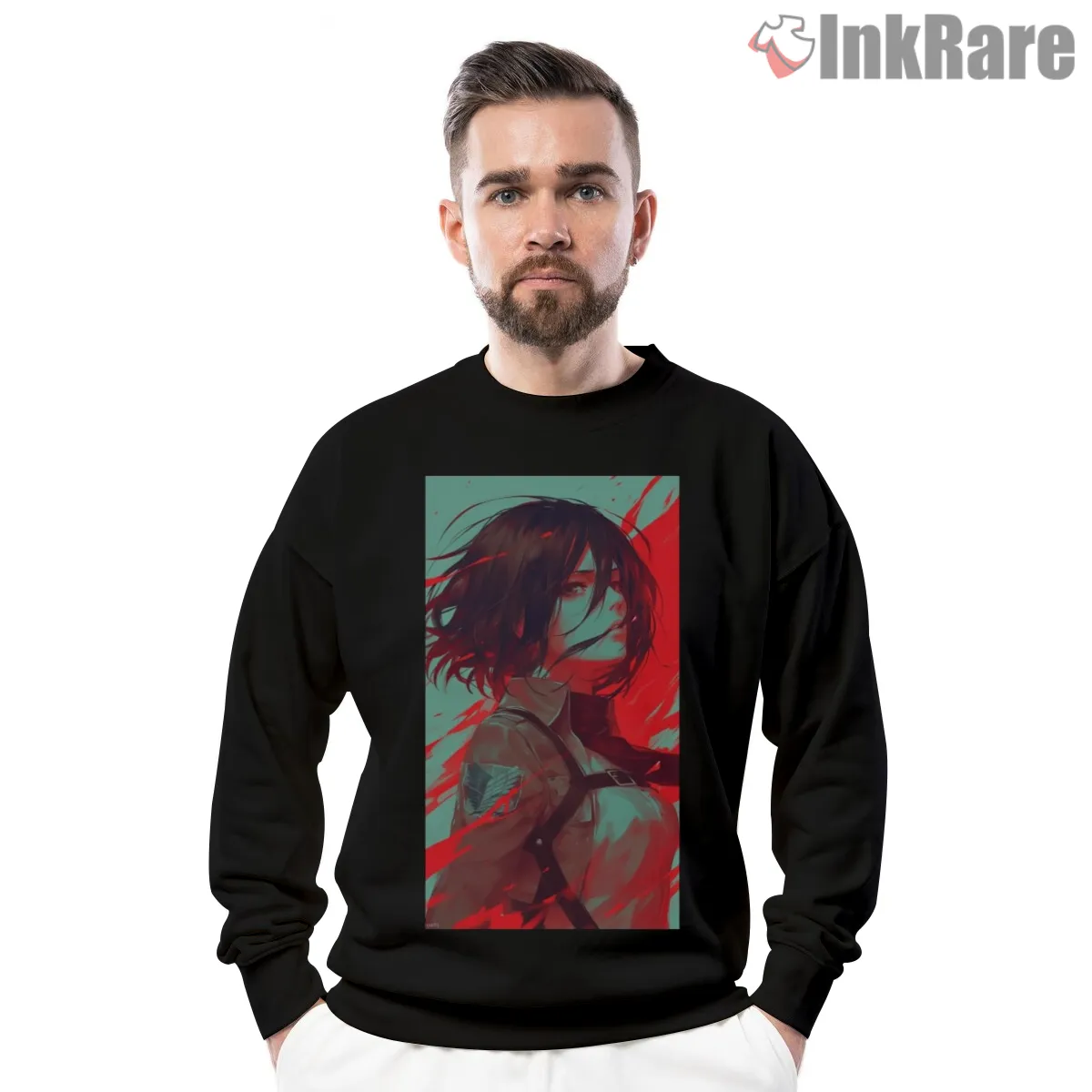 Mikasa Ackerman Teal And Scarlet Portrait Shirt Mikasa Ackerman Teal And Scarlet Portrait Shirt on graphic shirt for men graphic tee