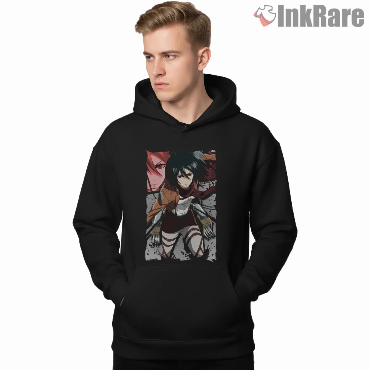 Mikasa Ackerman Twin Blade Scout Shirt on black hoodie for men graphic tee