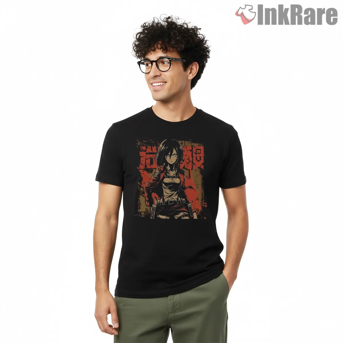 Mikasa Ackerman Warrior Of Freedom Short Sleeve Black Mikasa Ackerman Warrior Of Freedom Shirt on black short sleeve shirt for men graphic tee