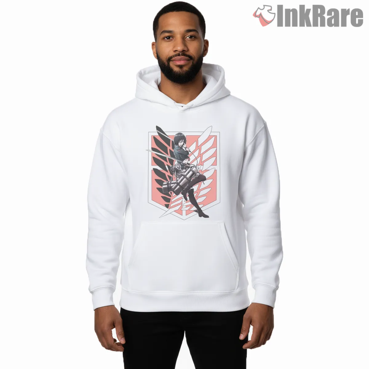 Mikasa Ackerman Wings Emblem Silhouette Shirt on white hoodie for men graphic tee
