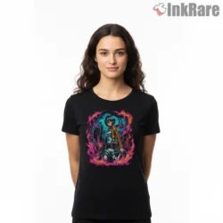Mikasa Neon Flame City Patrol Shirt on black short sleeve shirt for women graphic tee