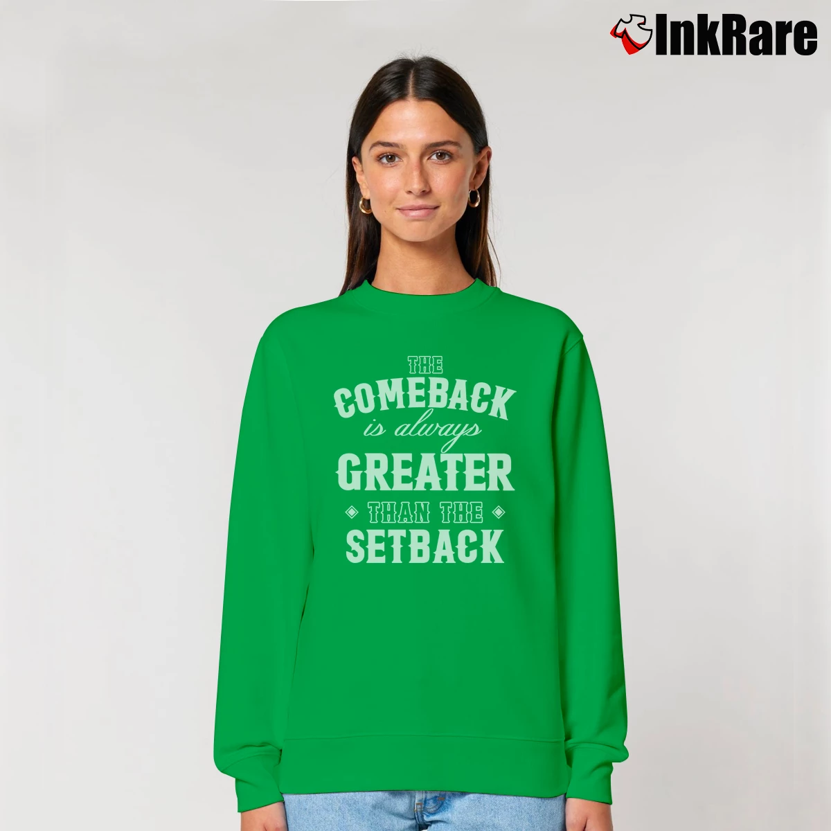 Women’s Mike Sorrentino The Comeback Graphic Relaxed Sweatshirt in irish green | Soft, Laid-Back Vibe