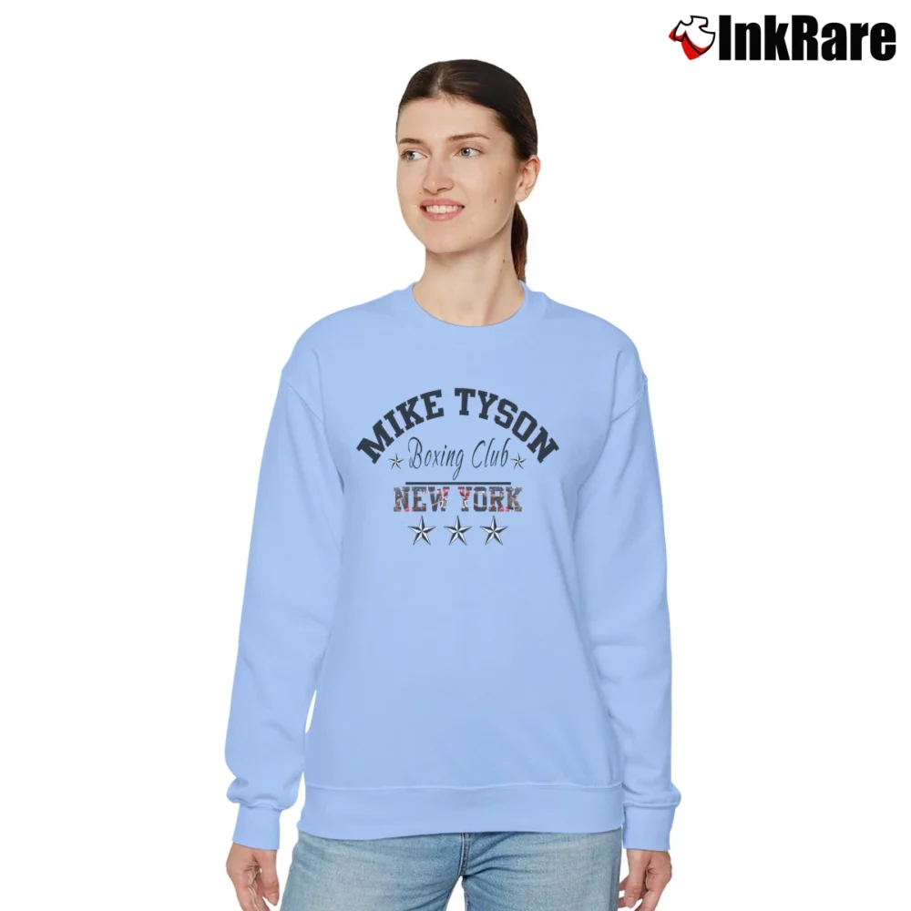 Women’s Mike Tyson Kid Dynamite Tiger Graphic Relaxed Sweatshirt in light blue | Soft, Laid-Back Vibe