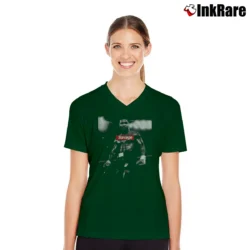 Women’s Mike Tyson Savage Limited Edition V-Neck Tee in forest green | Chic Neckline, Soft Texture