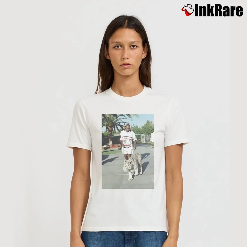 Women’s Mike Tyson Tiger Boxing Legend Graphic Signature T-Shirt in white | Soft, Flattering Fit