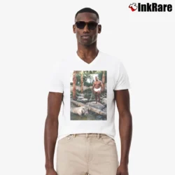 Men’s Mike Tyson With His Tiger Graphic V-Neck Tee in white | Sharp, Breathable, Everyday Staple