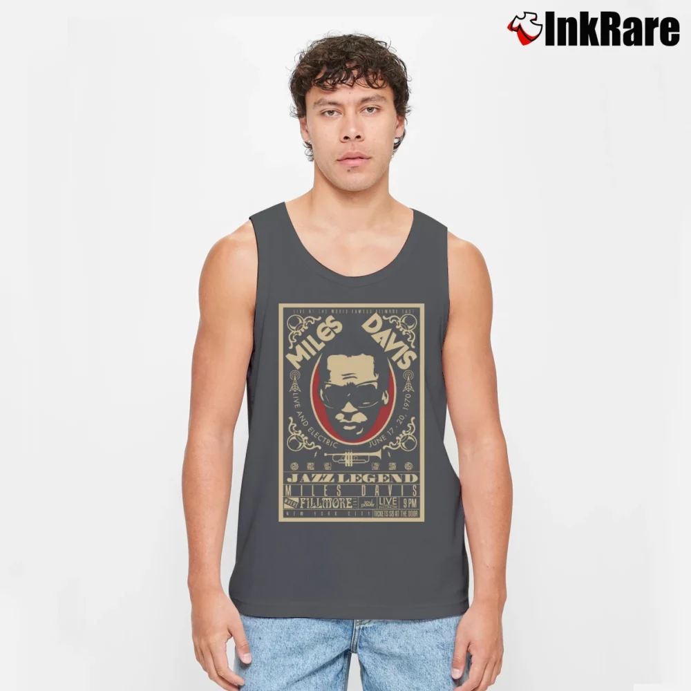 Men’s miles davis jazz legend trumpet icon music Tank Top in charcoal | Breathable, Active-Friendly Design
