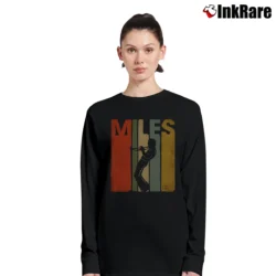 Women’s miles davis paint brush jazz art inspired Long-Sleeve Top in black | Sleek, Versatile, All-Season